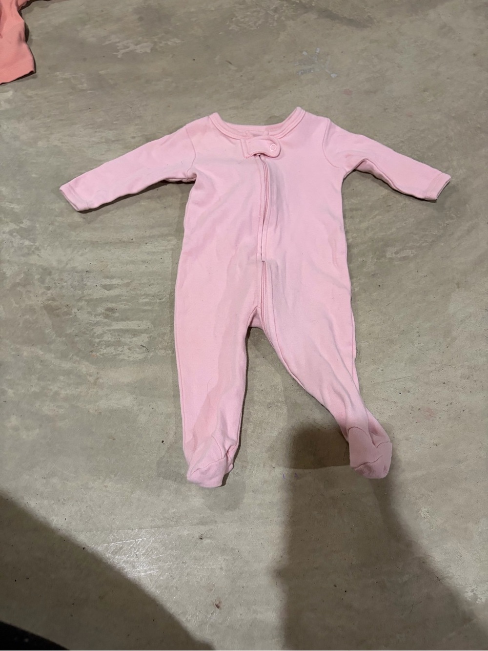 Solid Pink Zip-Front Footed One-Piece for Babies